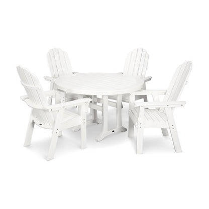 Vineyard Curveback Adirondack 5-Piece Nautical Trestle Dining Set