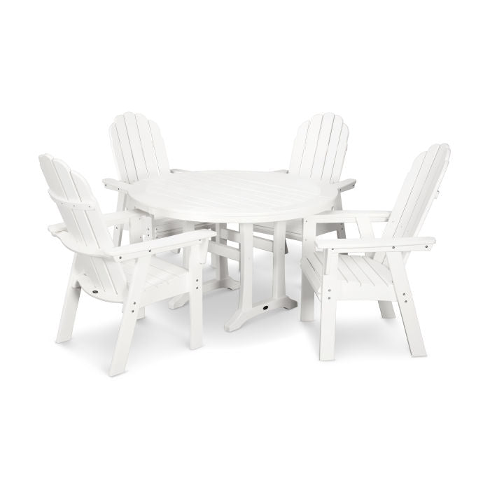 Vineyard Curveback Adirondack 5-Piece Nautical Trestle Dining Set