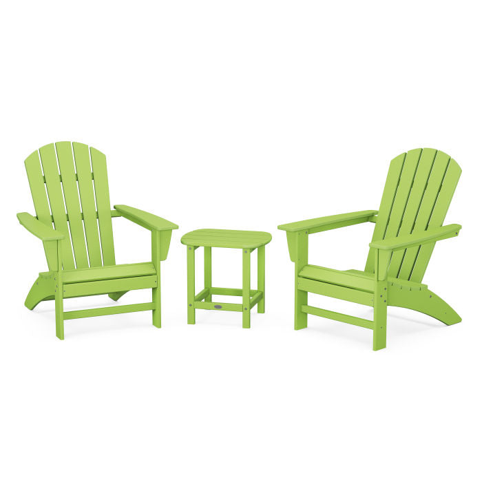 Nautical 3-Piece Adirondack Set with South Beach 18" Side Table