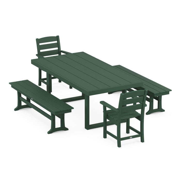 Lakeside 5-Piece Dining Set with Benches
