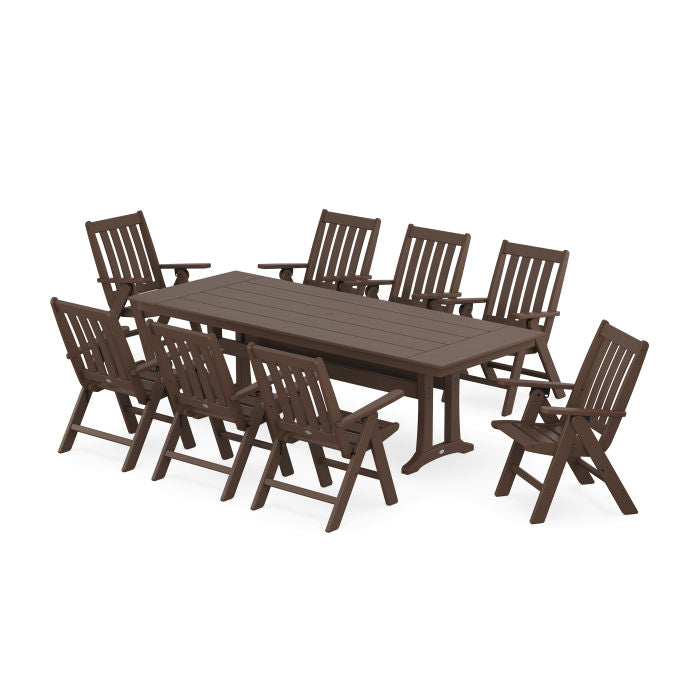 Vineyard Folding 9-Piece Farmhouse Dining Set with Trestle Legs