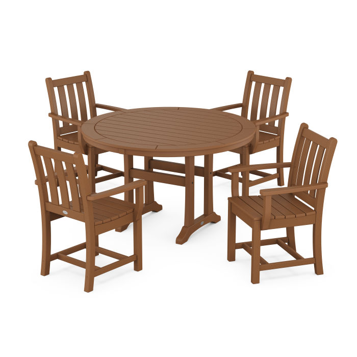 Traditional Garden 5-Piece Round Dining Set with Trestle Legs