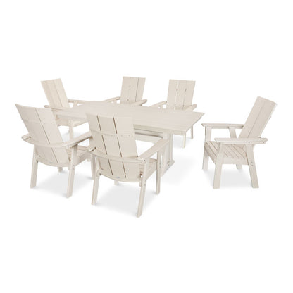 Modern Curveback Adirondack 7-Piece Farmhouse Dining Set with Trestle Legs