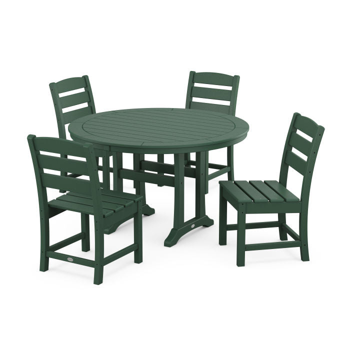 Lakeside Side Chair 5-Piece Round Dining Set With Trestle Legs