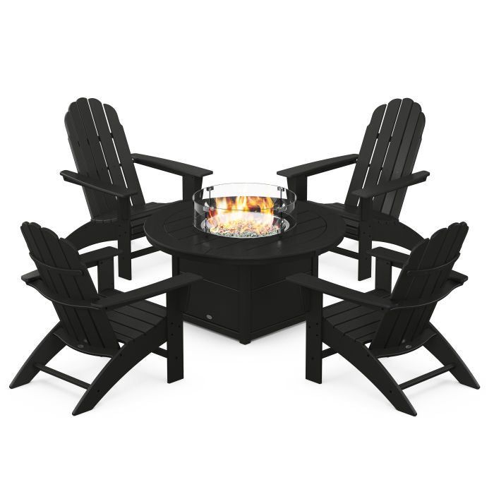 Vineyard Curveback Adirondack 5-Piece Conversation Set with Fire Pit Table