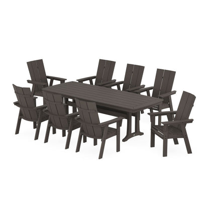 Modern Curveback Adirondack 9-Piece Dining Set with Trestle Legs in Vintage Finish