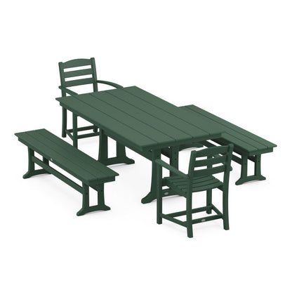 La Casa Cafe 5-Piece Farmhouse Dining Set With Trestle Legs