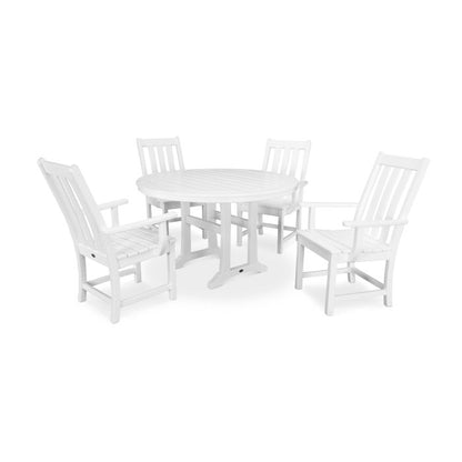 Vineyard 5-Piece Round Dining Set with Trestle Legs