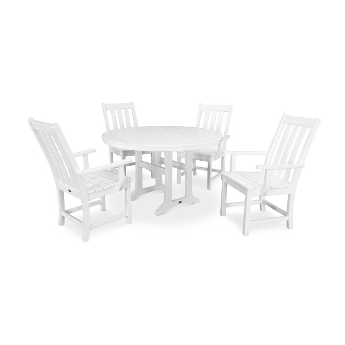 Vineyard 5-Piece Round Dining Set with Trestle Legs