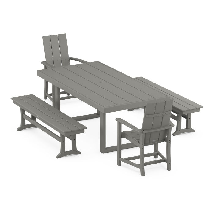 Modern Adirondack 5-Piece Dining Set with Benches