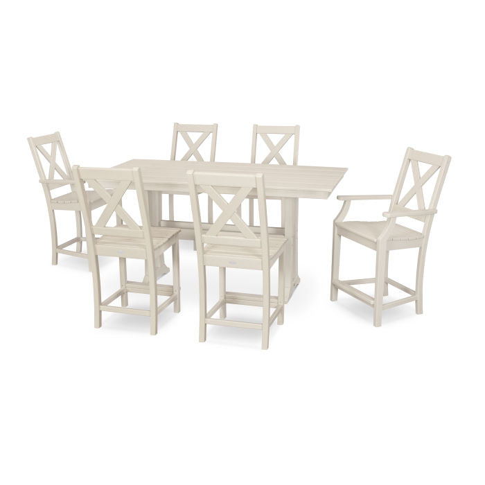 Braxton 7-Piece Farmhouse Trestle Counter Set