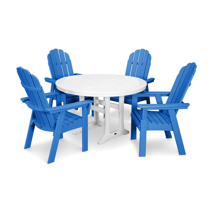 Vineyard Curveback Adirondack 5-Piece Nautical Trestle Dining Set
