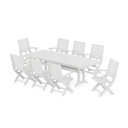 Signature Folding 9-Piece Dining Set with Trestle Legs