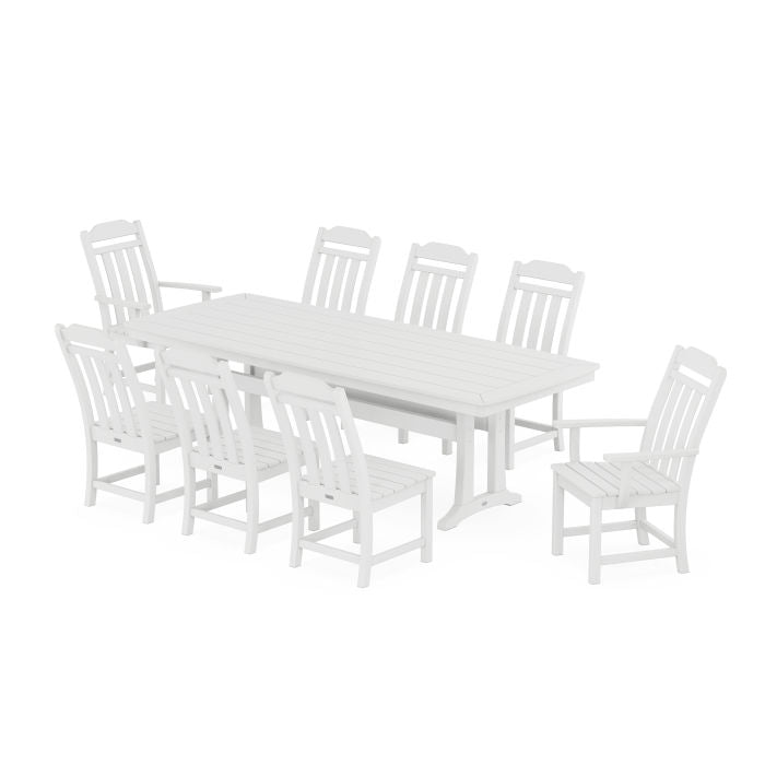 Country Living 9-Piece Dining Set with Trestle Legs