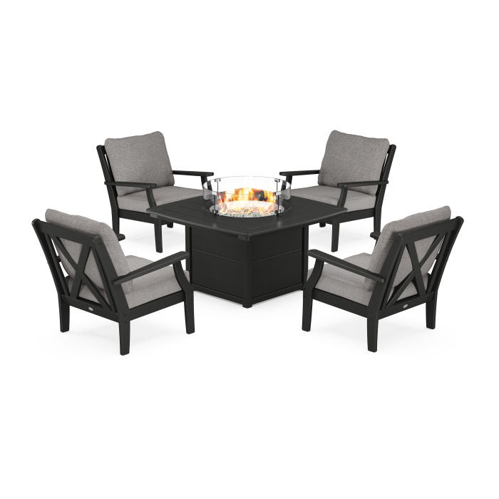 Braxton 5-Piece Deep Seating Conversation Set with Fire Pit Table