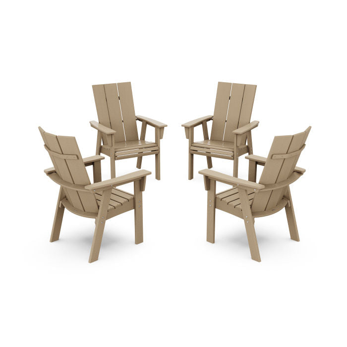 Modern 4-Piece Curveback Upright Adirondack Conversation Set in Vintage Finish