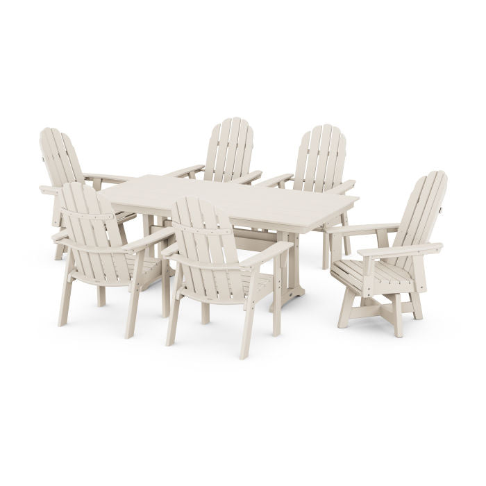 Vineyard Curveback Adirondack Swivel Chair 7-Piece Farmhouse Dining Set