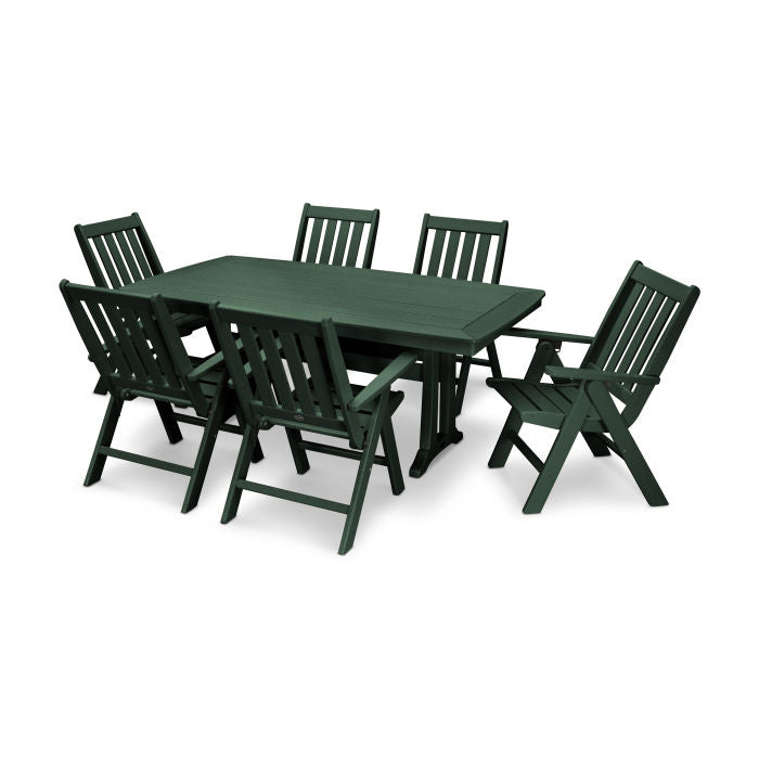 Vineyard Folding Chair 7-Piece Nautical Dining Set with Trestle Legs