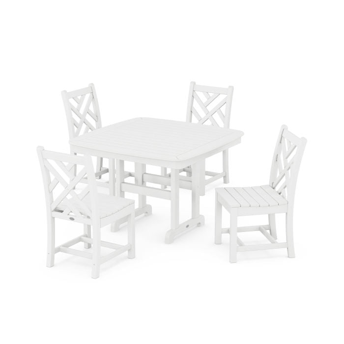 Chippendale Side Chair 5-Piece Dining Set with Trestle Legs