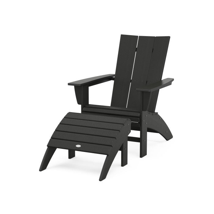 Modern Curveback Adirondack Chair 2-Piece Set with Ottoman