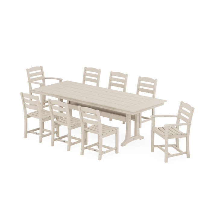 La Casa Café 9-Piece Farmhouse Dining Set with Trestle Legs