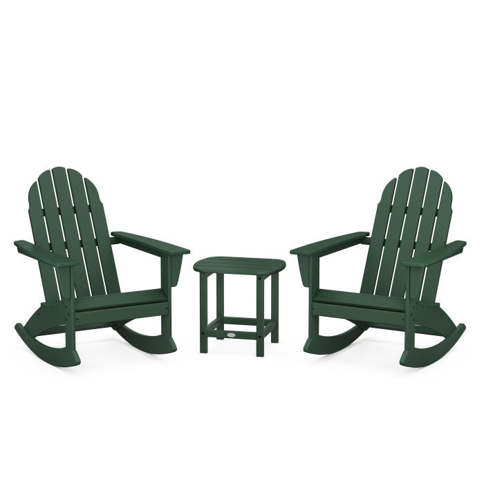 Vineyard 3-Piece Adirondack Rocking Chair Set with South Beach 18" Side Table