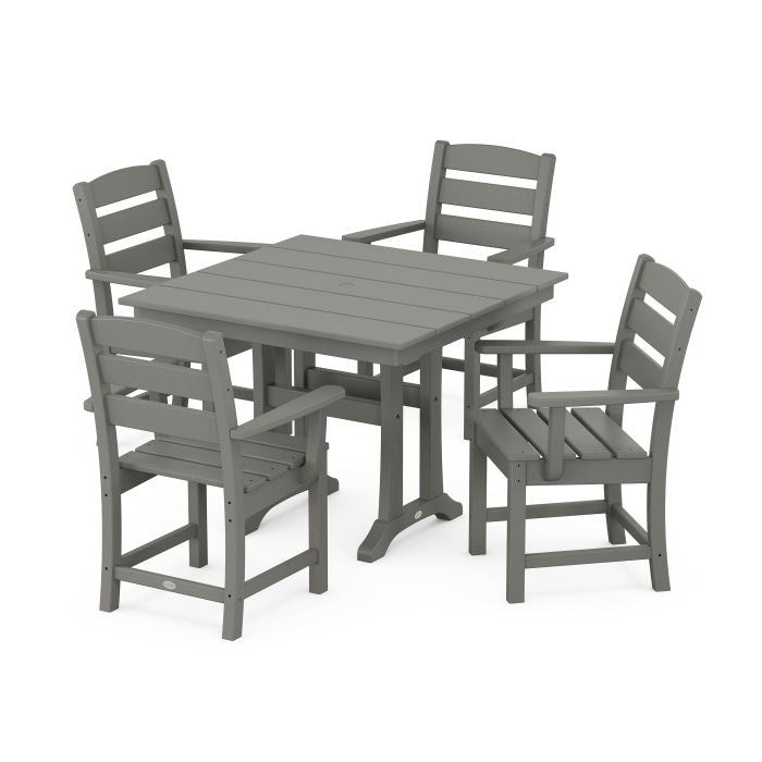 Lakeside 5-Piece Farmhouse Trestle Arm Chair Dining Set