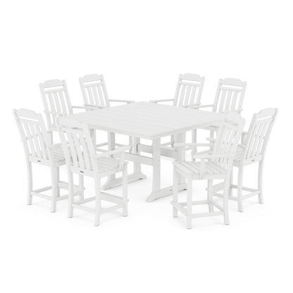 Country Living 9-Piece Square Farmhouse Counter Set with Trestle Legs