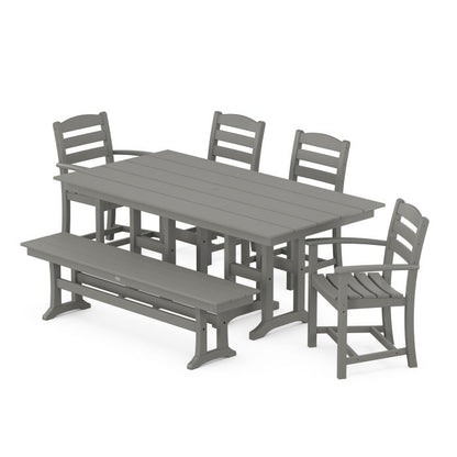 La Casa Café 6-Piece Farmhouse Dining Set with Bench