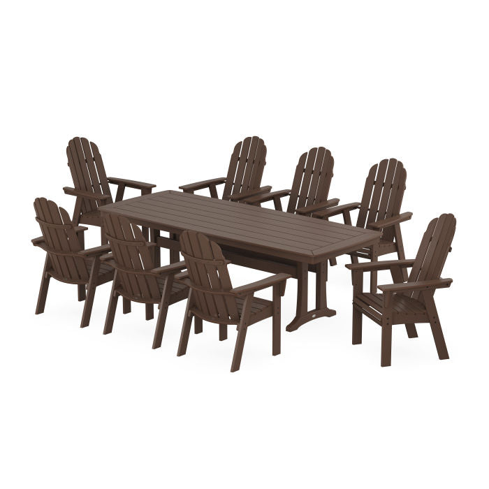 Vineyard Curveback Adirondack 9-Piece Dining Set with Trestle Legs