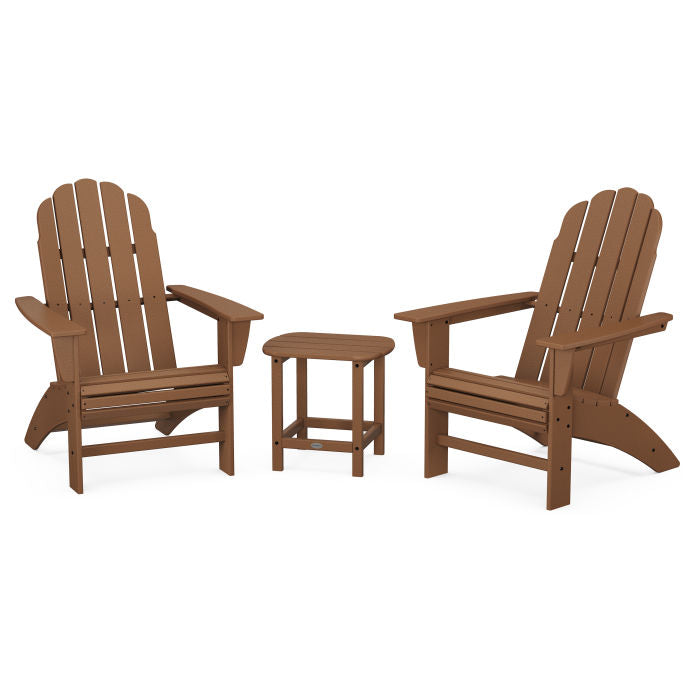 Vineyard 3-Piece Curveback Adirondack Set with South Beach 18" Side Table