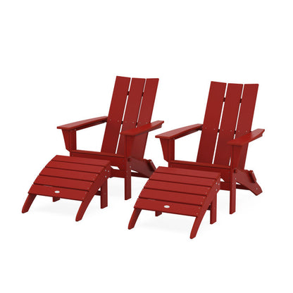 Modern Folding Adirondack Chair 4-Piece Set with Ottomans