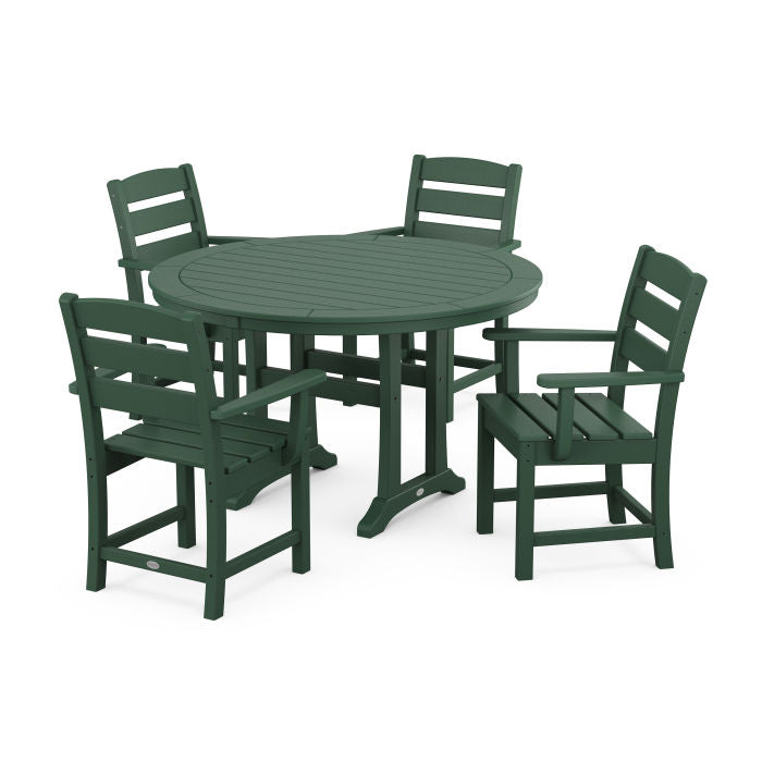 Lakeside 5-Piece Round Dining Set with Trestle Legs