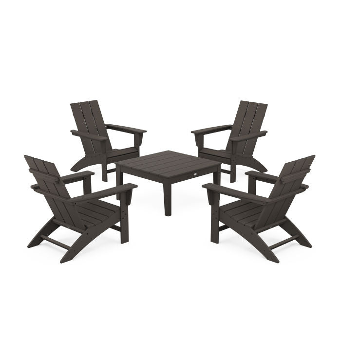 5-Piece Modern Adirondack Chair Conversation Set with 36" Conversation Table in Vintage Finish