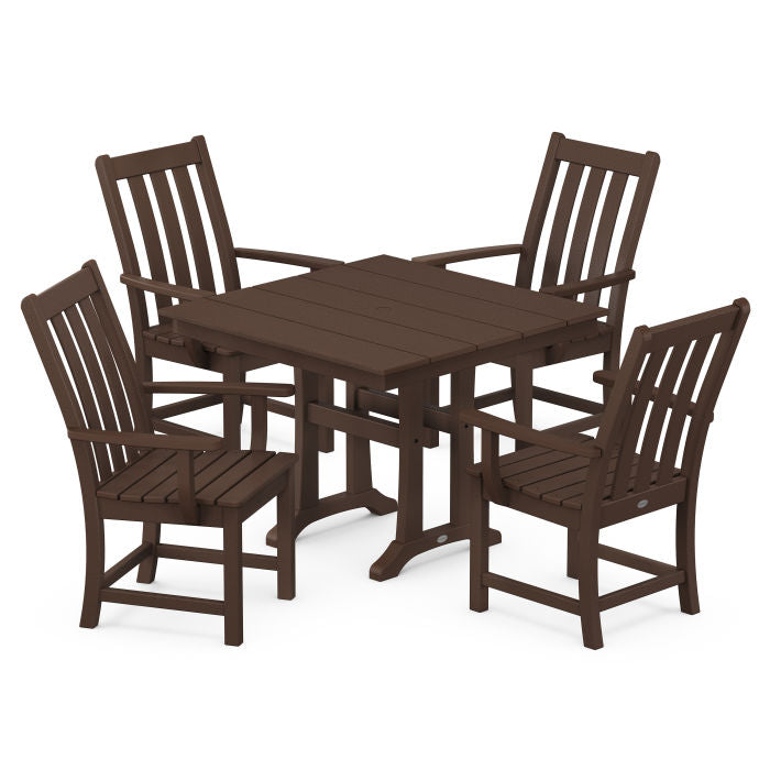 Vineyard 5-Piece Farmhouse Trestle Arm Chair Dining Set