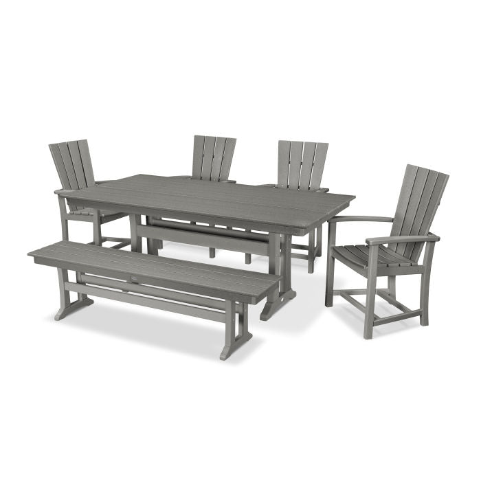 Quattro 6-Piece Farmhouse Trestle Dining Set with Bench