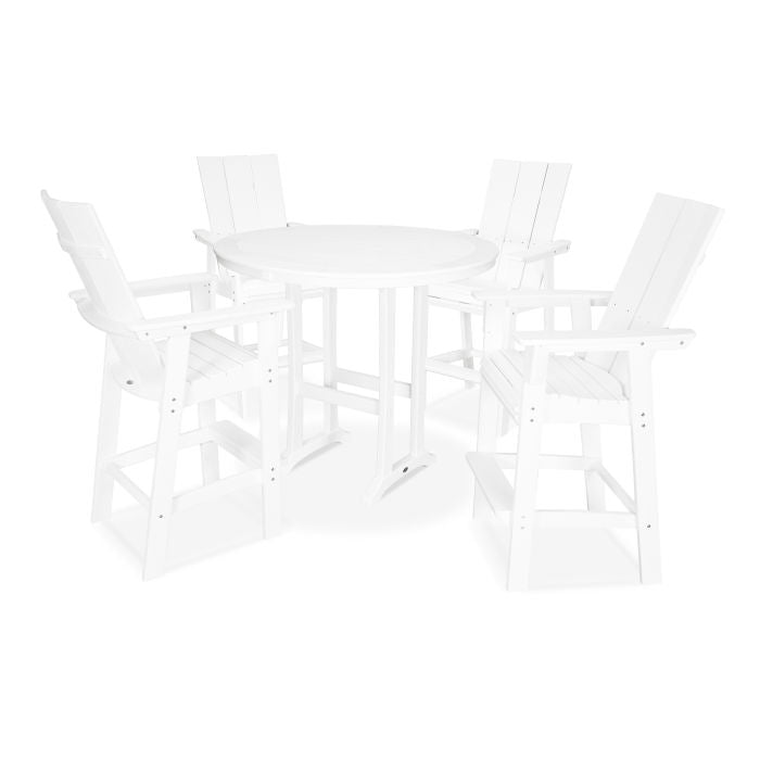 Modern Curveback Adirondack 5-Piece Nautical Trestle Bar Set