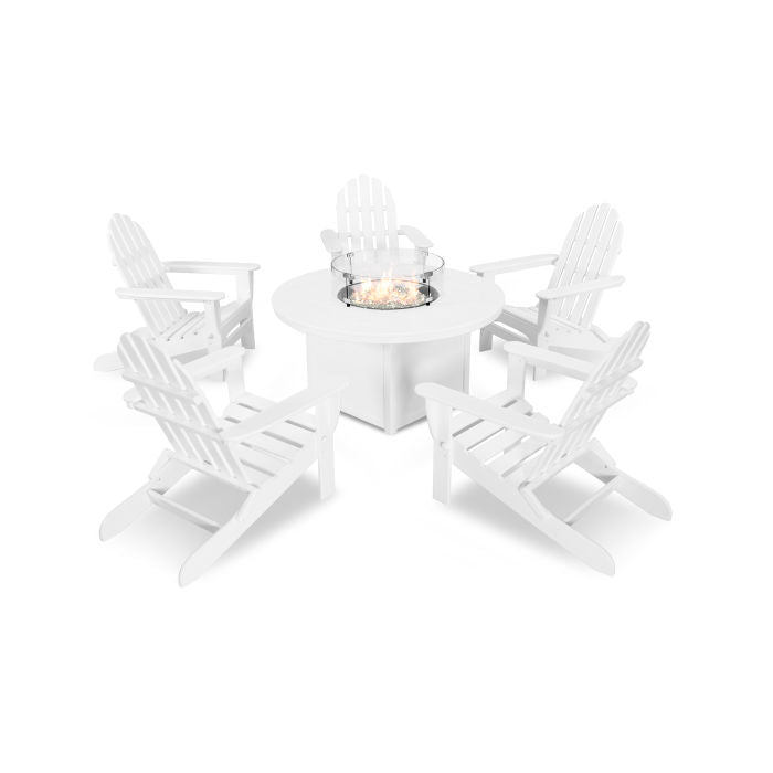 Classic Folding Adirondack 6-Piece Conversation Set with Fire Pit Table