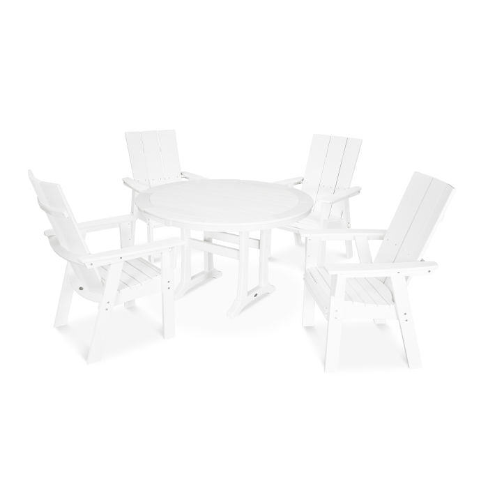 Modern Curveback Adirondack 5-Piece Nautical Trestle Dining Set