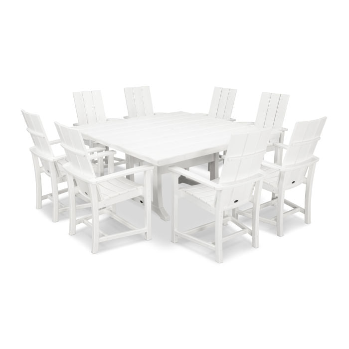 Modern Adirondack 9-Piece Farmhouse Trestle Dining Set