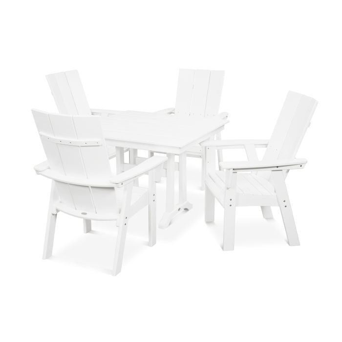 Modern Curveback Adirondack 5-Piece Farmhouse Trestle Dining Set