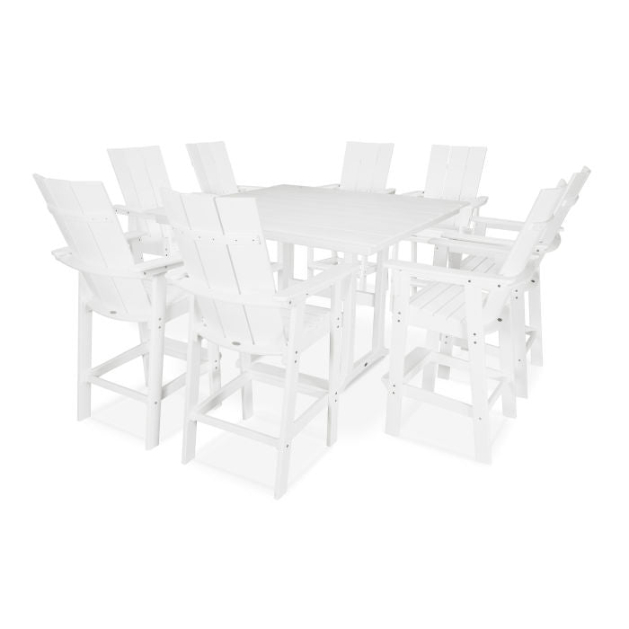 Modern Curveback Adirondack 9-Piece Farmhouse Trestle Bar Set