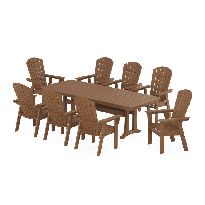 Nautical Curveback Adirondack 9-Piece Dining Set with Trestle Legs