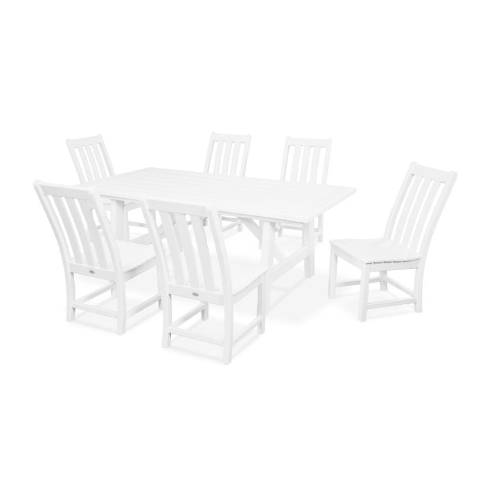 Vineyard 7-Piece Rustic Farmhouse Side Chair Dining Set