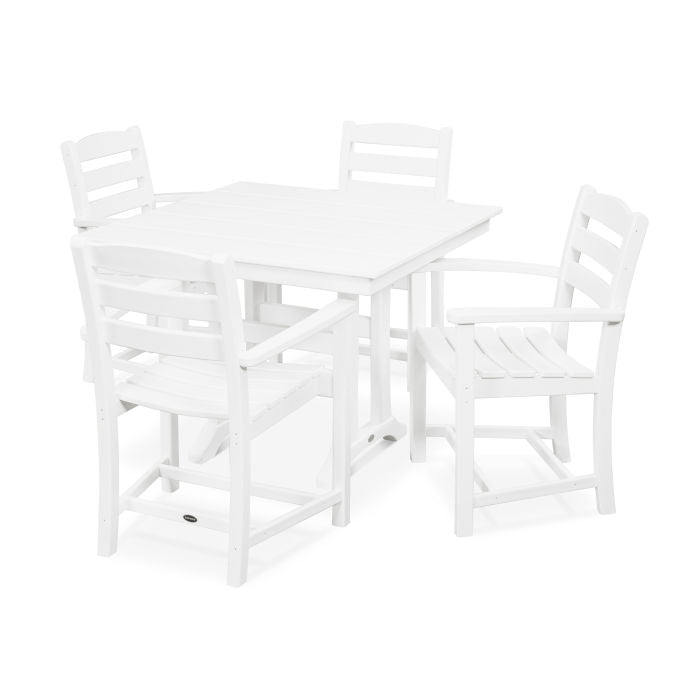 La Casa Café 5-Piece Farmhouse Trestle Arm Chair Dining Set