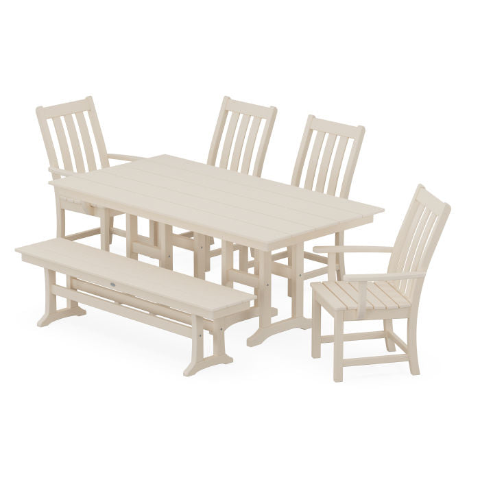 Vineyard 6-Piece Farmhouse Dining Set with Bench