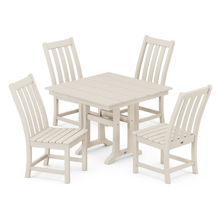 Vineyard 5-Piece Farmhouse Trestle Side Chair Dining Set