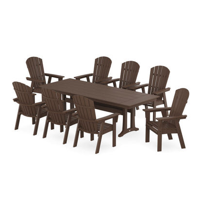Nautical 9-Piece Curveback Adirondack Farmhouse Dining Set with Trestle Legs