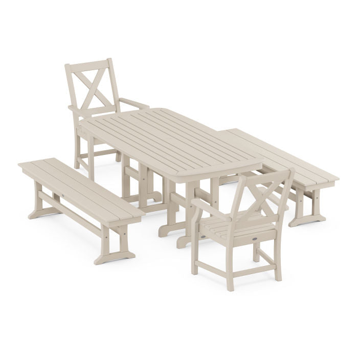 Braxton 5-Piece Dining Set with Benches