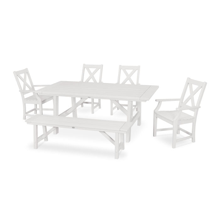 Braxton 6-Piece Rustic Farmhouse Arm Chair Dining Set with Bench